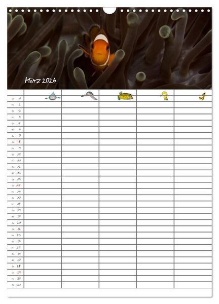 Produktbild: Der Unterwasser Familienplaner 2026 (Wandkalender 2026 DIN A3 hoch), CALVENDO Monatskalender