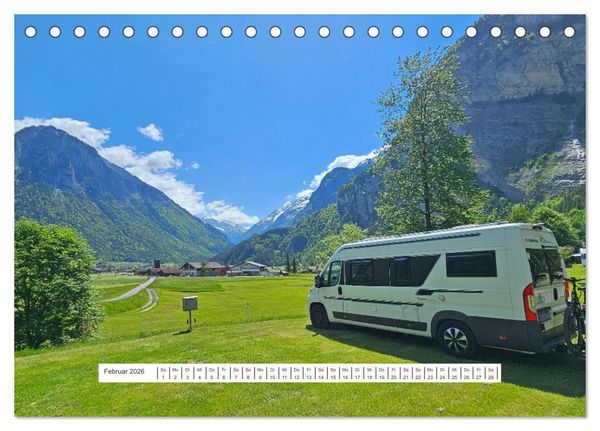 Produktbild: Berge und Seen der Schweiz - Mit dem Wohnmobil durch die Schweiz (Tischkalender 2026 DIN A5 quer), CALVENDO Monatskalender