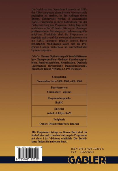 Produktbild: Operations Research mit BASIC auf Commodore 2000/3000, 4000/8000