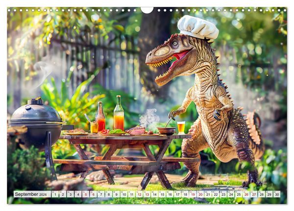 Produktbild: Dinosaurier-Alltag - Wenn sie nicht ausgestorben w&auml;ren! (Wandkalender 2026 DIN A3 quer), CALVENDO Monatskalender