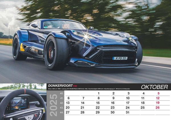 Produktbild: Alpha Edition - Fast Car 2025 Bildkalender, 48,5x34cm, Wandkalender mit hochwertigen Motiven f&uuml;r jeden Monat, mit Infos zum abgebildeten Motiv, Kalenderwochen und deutsches Kalendarium