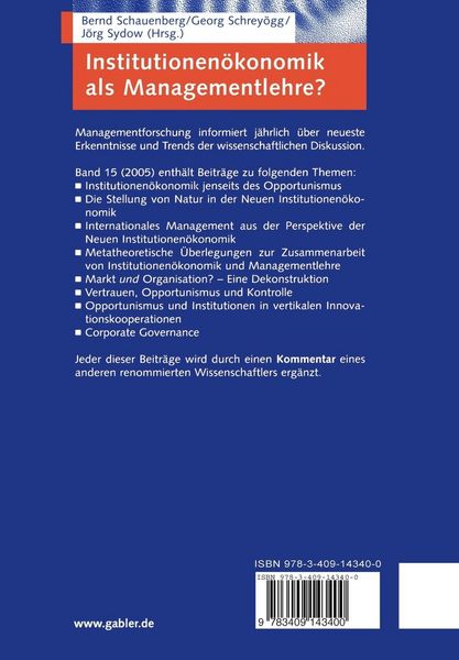 Produktbild: Institutionen&ouml;konomik als Managementlehre?