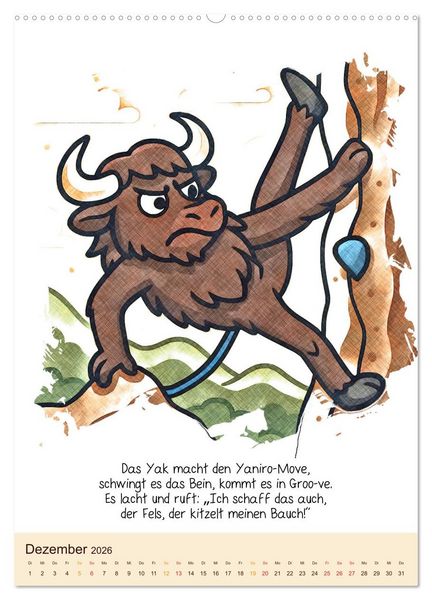 Produktbild: Tierisch hoch hinaus: Von A bis Z durchs Kletterabenteuer! - Der Kalender zum Kinderbuch (Wandkalender 2026 DIN A2 hoch), CALVENDO Monatskalender
