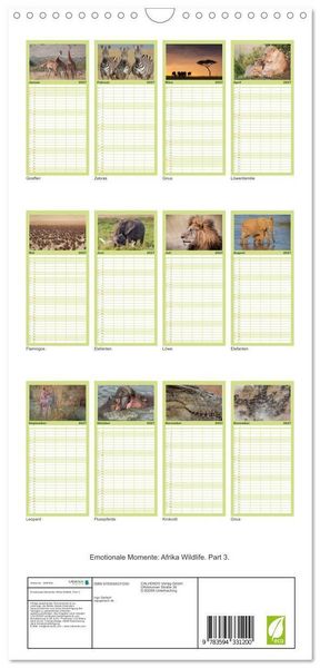 Produktbild: Familienplaner 2027 - Emotionale Momente: Afrika Wildlife. Part 3. mit 5 Spalten (Wandkalender, 21 x 45 cm) CALVENDO
