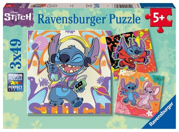 Produktbild: Kinderpuzzle 3x49 Teile - Disney Stitch - Einfach nur spielen