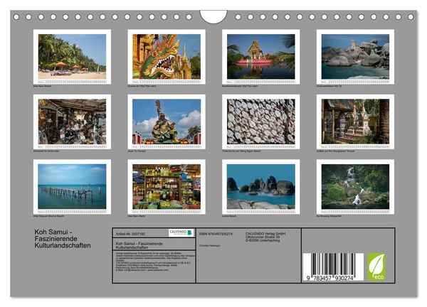 Produktbild: Koh Samui - Faszinierende Kulturlandschaften (Wandkalender 2026 DIN A4 quer), CALVENDO Monatskalender