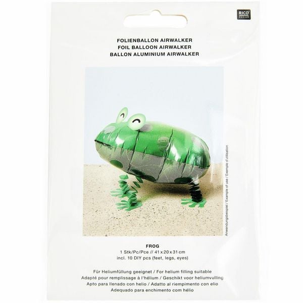 Produktbild: Folienballon Airwalker, Frosch, 1 Ballon + 10-DIY Teile, 41 x 20 x 31 cm