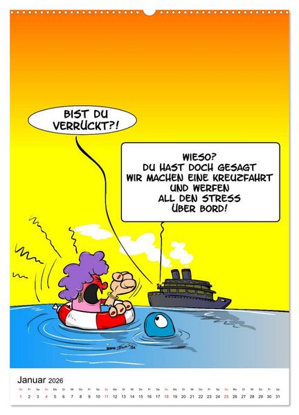 Produktbild: Trumix Cartoons - Nichts geht mehr (hochwertiger Premium Wandkalender 2026 DIN A2 hoch), Kunstdruck in Hochglanz