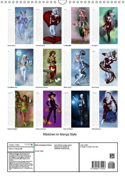 Produktbild: M&auml;dchen im Manga Style (Wandkalender immerw&auml;hrend DIN A3 hoch)