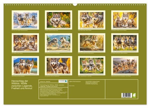 Produktbild: Herzschlag der Wildnis. W&ouml;lfe zwischen Legende, Freiheit und Anmut (Wandkalender 2026 DIN A2 quer), CALVENDO Monatskalender