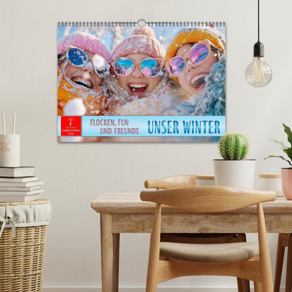 Produktbild: Unser Winter - Flocken, Fun und Freunde (Wandkalender 2026 DIN A3 quer), CALVENDO Monatskalender