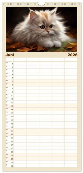 Produktbild: Familienplaner 2026 - Zauberhafte Fluffies mit 5 Spalten (Wandkalender, 21 x 45 cm) CALVENDO