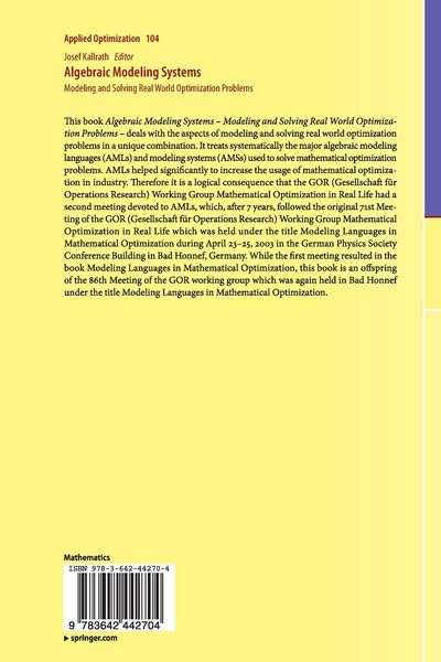 Produktbild: Algebraic Modeling Systems