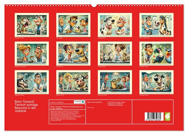 Produktbild: Beim Tierarzt! Tierisch schr&auml;ge Besuche in der Vetklinik (hochwertiger Premium Wandkalender 2026 DIN A2 quer), Kunstdruck in Hochglanz
