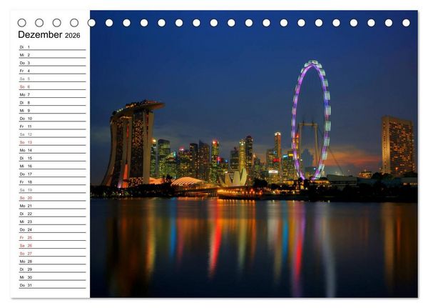 Produktbild: Singapur Stadt der Skylines (Tischkalender 2026 DIN A5 quer), CALVENDO Monatskalender