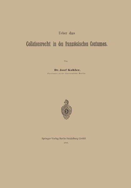 Produktbild: Ueber das Collationsrecht in den franz&ouml;sischen Coutumes