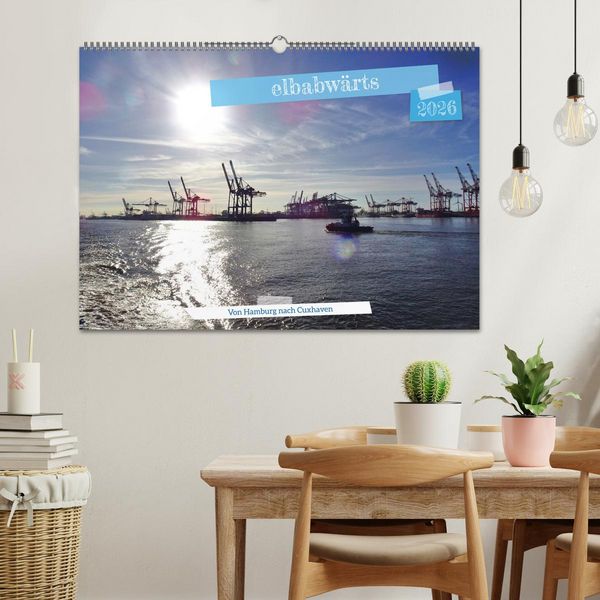 Produktbild: elbabw&auml;rts - Von Hamburg nach Cuxhaven (Wandkalender 2026 DIN A2 quer), CALVENDO Monatskalender