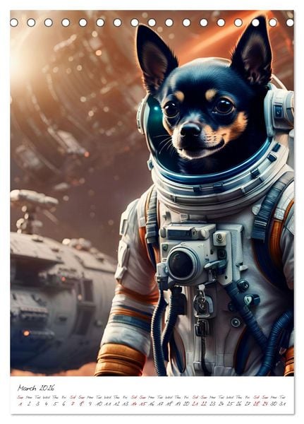 Produktbild: Chihuahua Adventure in Space (Desk Calendar 2026 DIN A5 portrait), CALVENDO 12 Month DeskCalendar