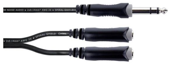 Produktbild: Cordial 14882 Klinke Audio Y-Adapter [1x Klinkenstecker 6.3mm (stereo) - 2x Klinkenbuchse 6.3mm (stereo)] 0.30m Schwarz