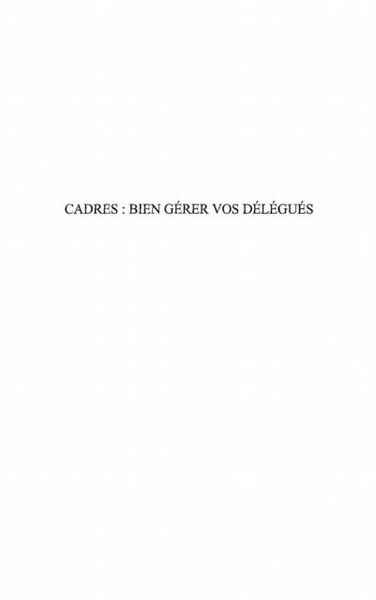 Produktbild: Cadres: bien gerer vos delegues