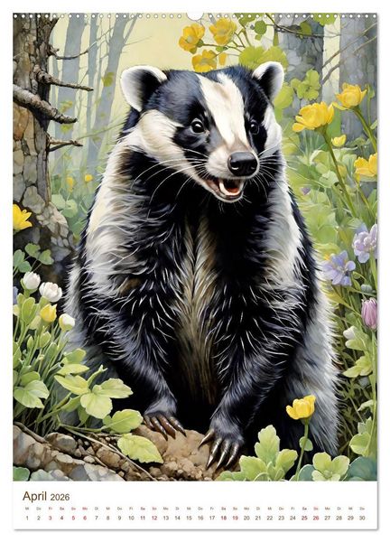 Produktbild: Heimische Wildtiere 2026 (Wandkalender 2026 DIN A2 hoch), CALVENDO Monatskalender