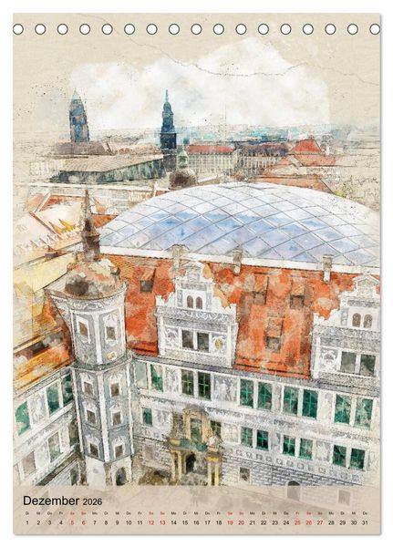 Produktbild: Dresden wie gemalt (Tischkalender 2026 DIN A5 hoch), CALVENDO Monatskalender