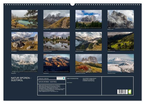 Produktbild: NATUR SP&Uuml;REN - S&Uuml;DTIROL (Wandkalender 2027 DIN A2 quer), CALVENDO Monatskalender