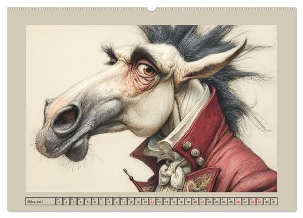 Produktbild: Wundersame Pferde. Karikaturen zwischen Humor, Melancholie und Fantasie (hochwertiger Premium Wandkalender 2027 DIN A2 quer), Kunstdruck in Hochglanz