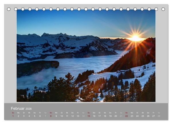 Produktbild: Schweiz - Impressionen der idyllischen Bergwelt im Laufe der Jahreszeiten (Tischkalender 2026 DIN A5 quer), CALVENDO Monatskalender