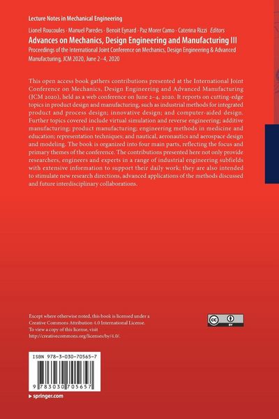 Produktbild: Advances on Mechanics, Design Engineering and Manufacturing III