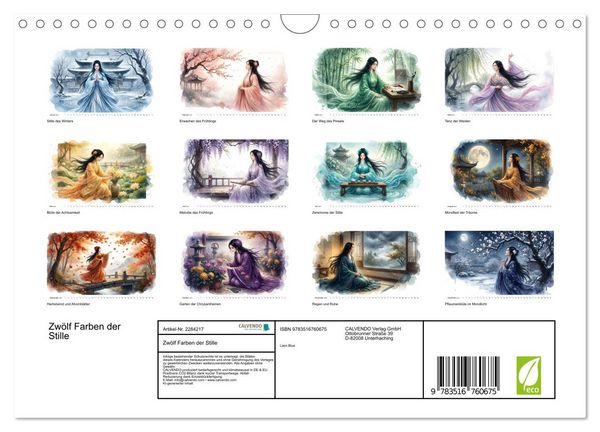 Produktbild: Zw&ouml;lf Farben der Stille (Wandkalender 2027 DIN A4 quer), CALVENDO Monatskalender