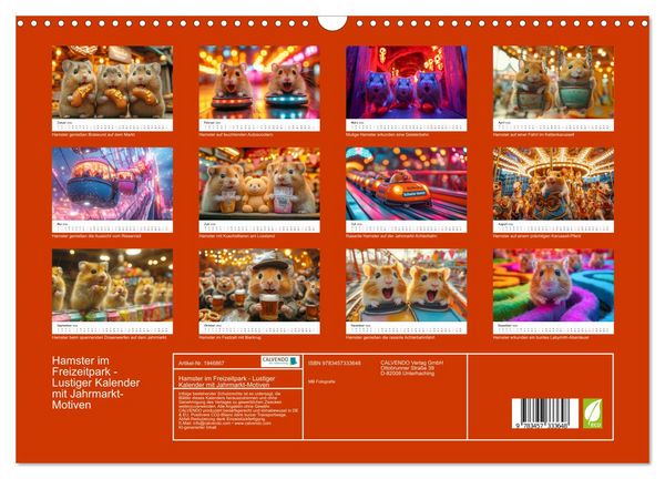 Produktbild: Hamster im Freizeitpark - Lustiger Kalender mit Jahrmarkt-Motiven (Wandkalender 2026 DIN A3 quer), CALVENDO Monatskalender
