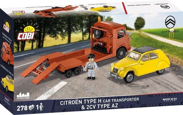 Produktbild: COBI 24627 - Citroen Type H Car Transporter & 2CV Type AZ, Bausatz 1:35, 278 Klemmbausteine
