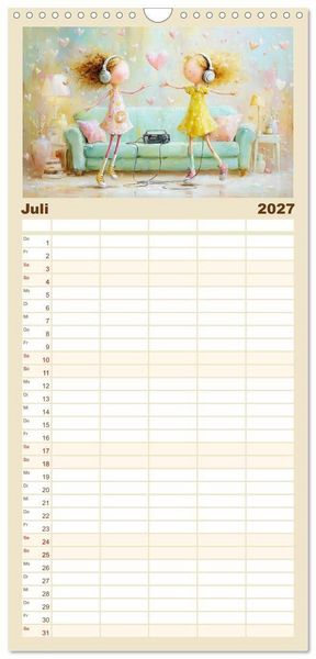 Produktbild: Familienplaner 2027 - Herzensmomente. Beste Freundinnen in Liebe verbunden mit 5 Spalten (Wandkalender, 21 x 45 cm) CALVENDO