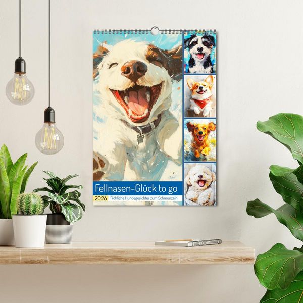 Produktbild: Fellnasen-Gl&uuml;ck to go. Fr&ouml;hliche Hundegesichter zum Schmunzeln (Wandkalender 2026 DIN A3 hoch), CALVENDO Monatskalender