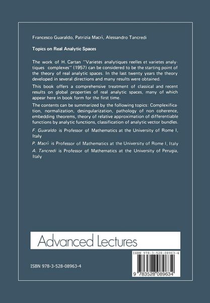 Produktbild: Topics on Real Analytic Spaces