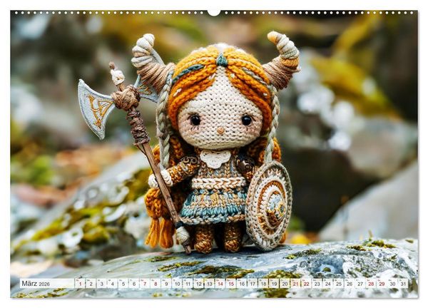 Produktbild: Zauberhafte Wikinger - Nordische Mythologie aus H&auml;kel- und Strickwolle (Wandkalender 2026 DIN A2 quer), CALVENDO Monatskalender