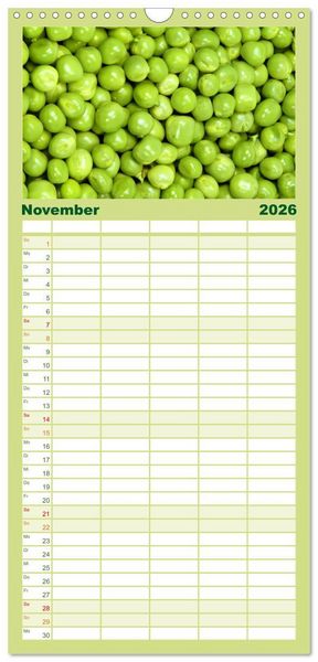 Produktbild: Familienplaner 2026 - GR&Uuml;N - Gem&uuml;se und Obst - Knackig und Frisch mit 5 Spalten (Wandkalender, 21 x 45 cm) CALVENDO