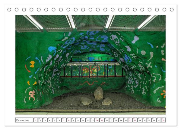 Produktbild: Stockholms Metrostationen - Bunte Meisterwerke im Untergrund (Tischkalender 2026 DIN A5 quer), CALVENDO Monatskalender