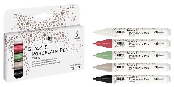 Produktbild: KREUL Glass & Porcelain Pen Chalky medium 5er Set