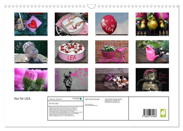 Produktbild: Nur f&uuml;r LEA (Wandkalender 2026 DIN A3 quer), CALVENDO Monatskalender