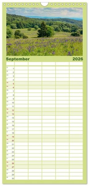 Produktbild: Familienplaner 2026 - Stimmungsvolle Rh&ouml;n mit 5 Spalten (Wandkalender, 21 x 45 cm) CALVENDO