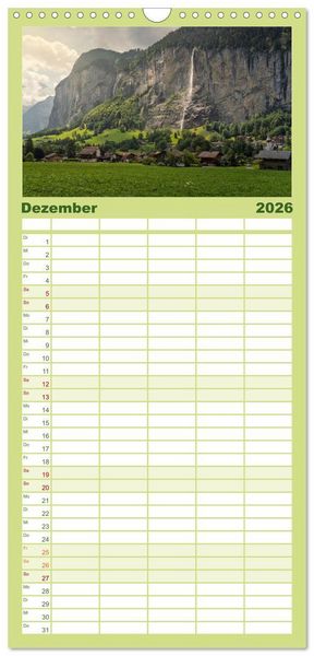 Produktbild: Familienplaner 2026 - Schweiz - Die gr&uuml;ne Lunge Europas mit 5 Spalten (Wandkalender, 21 x 45 cm) CALVENDO