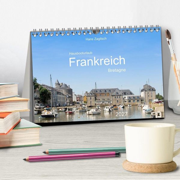 Produktbild: Hausbooturlaub Frankreich - Bretagne (Tischkalender 2027 DIN A5 quer), CALVENDO Monatskalender