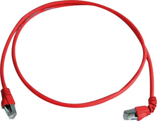 Produktbild: Teleg&auml;rtner 100008015 RJ45 Patchkabel CAT 6a S/FTP 1.00m Rot Flammwidrig, Halogenfrei 1St.