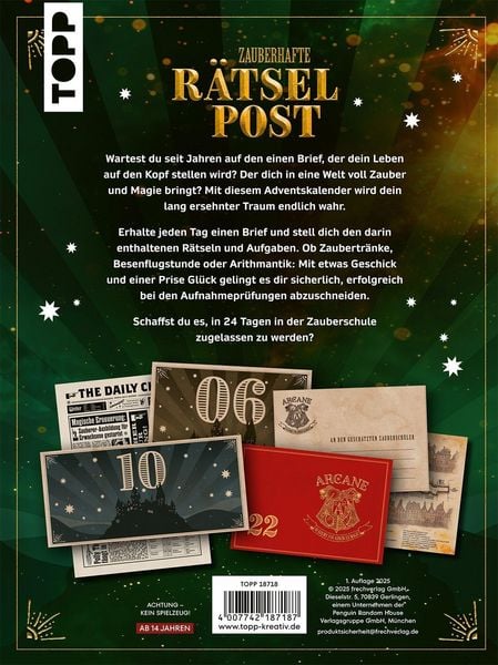 Produktbild: Zauberhafte R&auml;tselpost: Der inoffizielle Potter-Fan Adventskalender