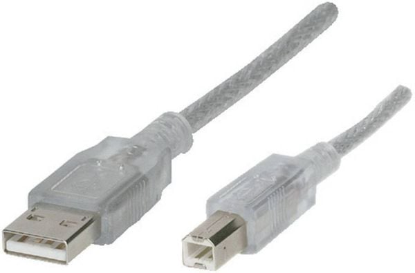 Renkforce USB-Kabel USB 2.0 USB-A Stecker, USB-B Stecker 5.00m Transparent RF-4538146