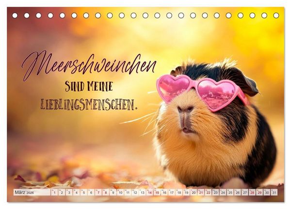 Produktbild: Meerschweinchen LUSTIG DURCHS JAHR (Tischkalender 2026 DIN A5 quer), CALVENDO Monatskalender