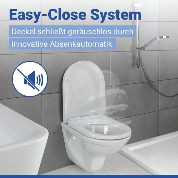 Produktbild: WC Sitz Mod. Palma Wei&szlig;, Toilettendeckel mit Absenkautomatik in D-Form
