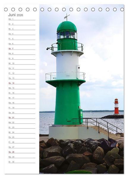 Produktbild: Leuchtender Geburtstagskalender - Leuchtt&uuml;rme an Ost-und Nordsee (Tischkalender 2026 DIN A5 hoch), CALVENDO Monatskalender